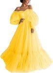 Yellow puffy dresses