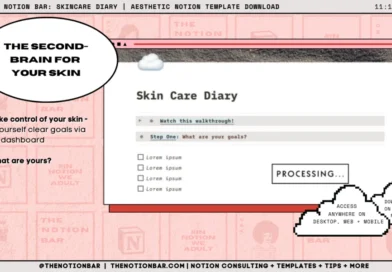 Skincare Diary | Aesthetic Notion Template Download