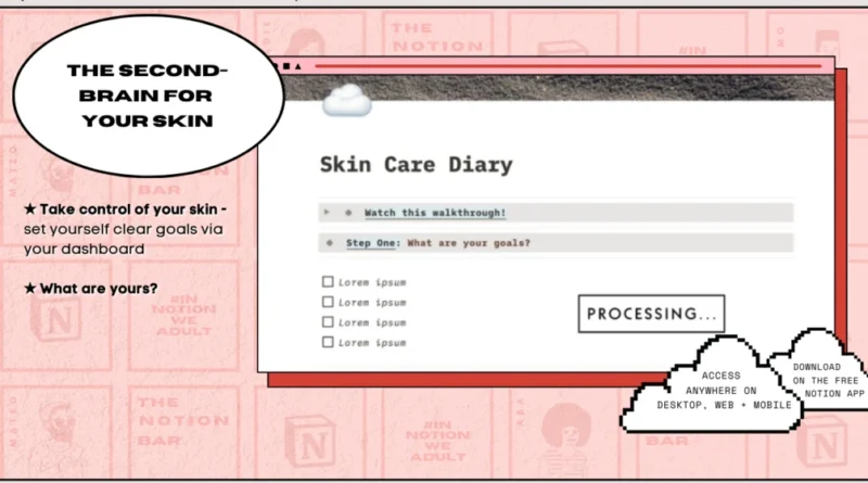 Skincare Diary | Aesthetic Notion Template Download